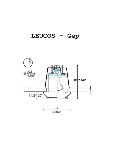 Leucos GEP/A Gep recessed white glass with blue ring max 100w